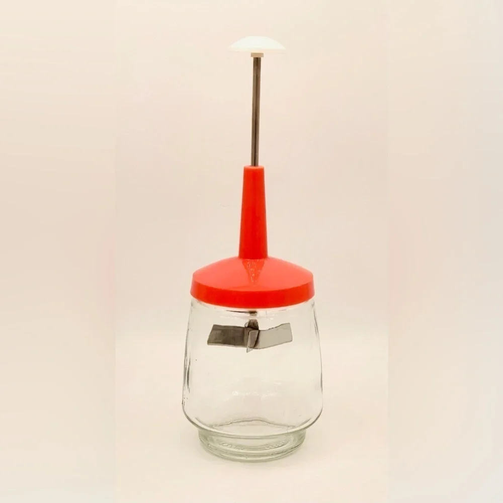 Retro Federal Housewares Orange Nut Chopper Push Top Vegetables Nuts Glass